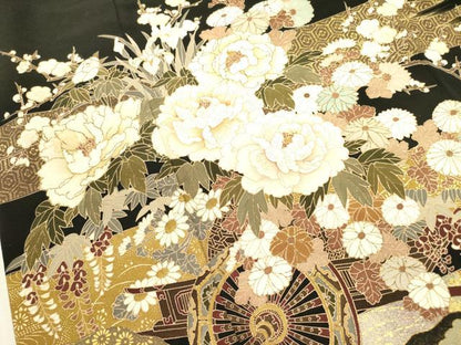 平和屋着物■豪華黒留袖 花車文 金彩 正絹 逸品 DABD0682op