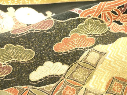 平和屋着物■豪華黒留袖 花車文 金彩 正絹 逸品 DABD0682op