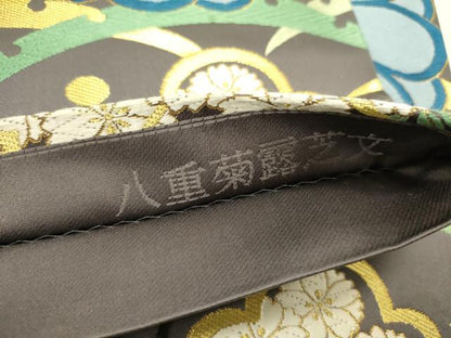 平和屋着物●西陣織　天平初年創始の京の老舗　洛陽織物　六通柄袋帯　唐織　八重菊露芝文　金糸　正絹　逸品　DABD0689op