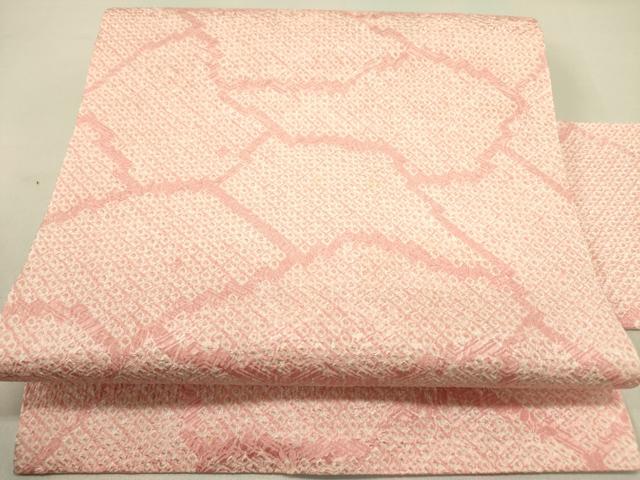 平和屋着物●九寸名古屋帯　総絞り　干割れ文　正絹　逸品　DABD0690op