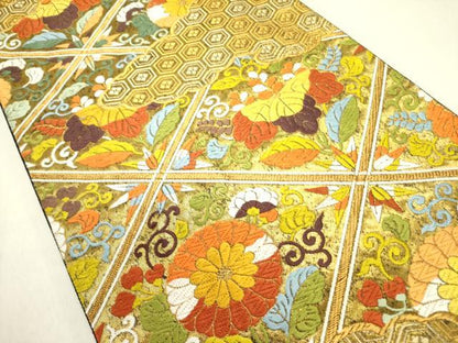 平和屋着物●六通柄袋帯　唐織　雲取吉祥花文　金糸　正絹　逸品　DABD0697op