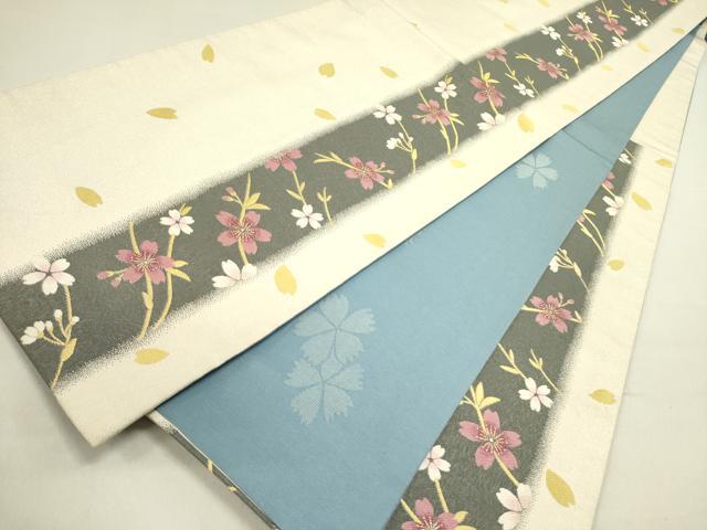 平和屋着物●両面　六通柄袋帯　舞桜　紫野美術工芸　金糸　正絹　逸品　DABD0699op