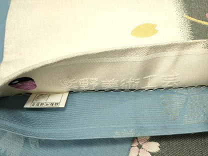 平和屋着物●両面　六通柄袋帯　舞桜　紫野美術工芸　金糸　正絹　逸品　DABD0699op