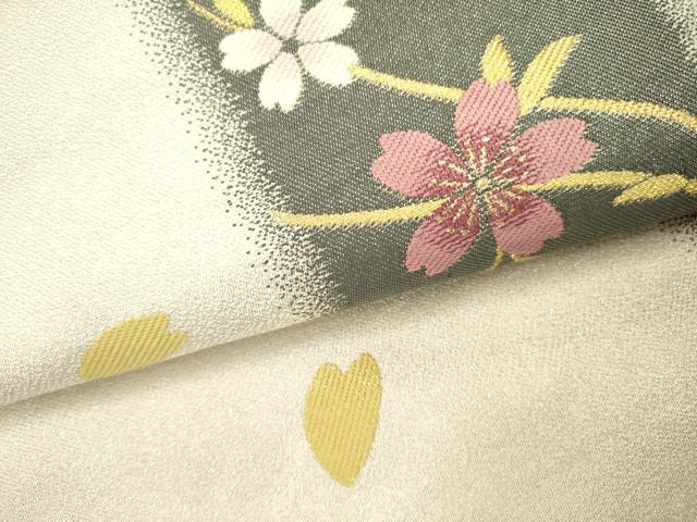 平和屋着物●両面　六通柄袋帯　舞桜　紫野美術工芸　金糸　正絹　逸品　DABD0699op