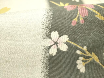 平和屋着物●両面　六通柄袋帯　舞桜　紫野美術工芸　金糸　正絹　逸品　DABD0699op
