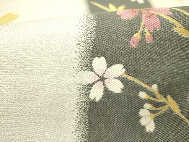 平和屋着物●両面　六通柄袋帯　舞桜　紫野美術工芸　金糸　正絹　逸品　DABD0699op