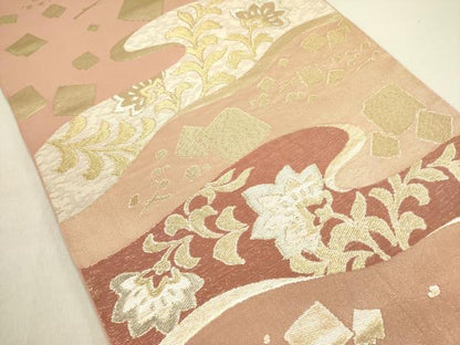 平和屋着物●銀座きしや　西陣　川島織物　六通柄　本袋帯　箔散らし　更紗花文　金銀糸　正絹　逸品　DABD0701op