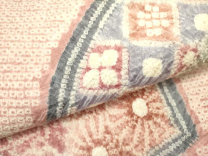 平和屋着物●名門　藤娘きぬたや・総絞り　九寸名古屋帯　地紙花文　正絹　逸品　DABD0707op