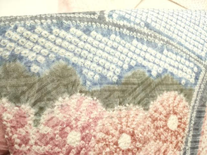 平和屋着物●名門　藤娘きぬたや・総絞り　九寸名古屋帯　地紙花文　正絹　逸品　DABD0707op