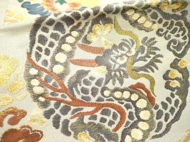 平和屋着物●六通柄袋帯　唐織　龍　柄福有職文　正絹　逸品　DABD0711op