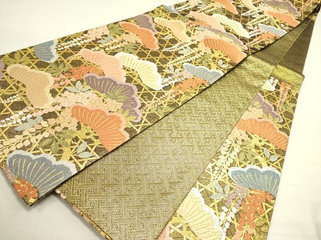 平和屋着物●佐賀錦　六通柄袋帯　枝垂れ藤　松　金糸　正絹　逸品　DABD0713op