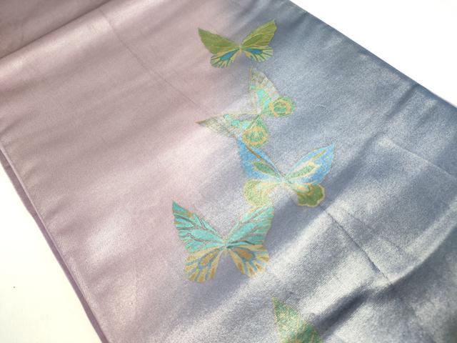 平和屋着物●染色作家　斉藤三才　太鼓柄袋帯　三才鳥　舞蝶文　引箔　正絹　逸品　DABD0714op