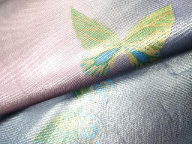 平和屋着物●染色作家　斉藤三才　太鼓柄袋帯　三才鳥　舞蝶文　引箔　正絹　逸品　DABD0714op