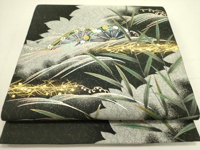 平和屋着物●袋帯　螺鈿　作家物　片輪車花文　燦輝宝　金彩　さが美扱い　正絹　逸品　未使用　DABD0717op