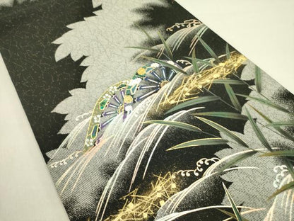平和屋着物●袋帯　螺鈿　作家物　片輪車花文　燦輝宝　金彩　さが美扱い　正絹　逸品　未使用　DABD0717op
