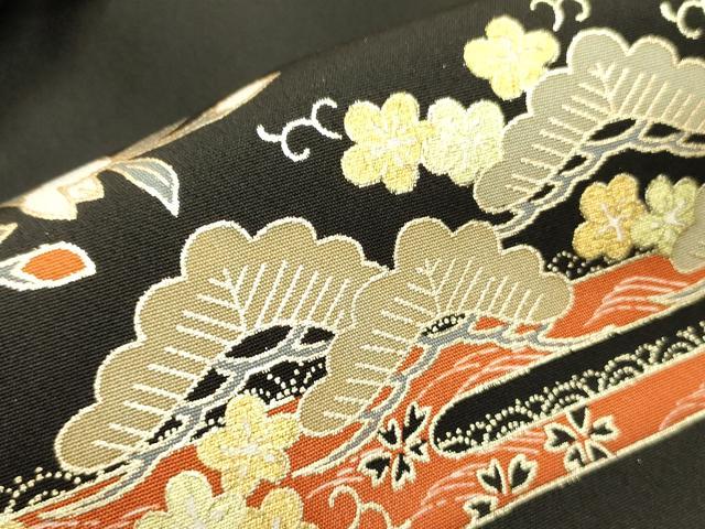 平和屋着物■豪華黒留袖　駒刺繍　扇面七宝花文　金彩　正絹　逸品　DABD0731op