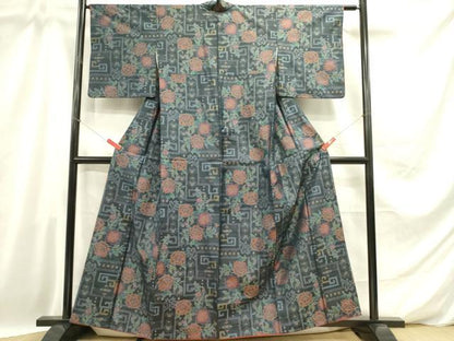 平和屋着物■本場大島紬　草花　正絹　逸品　DABD0736op
