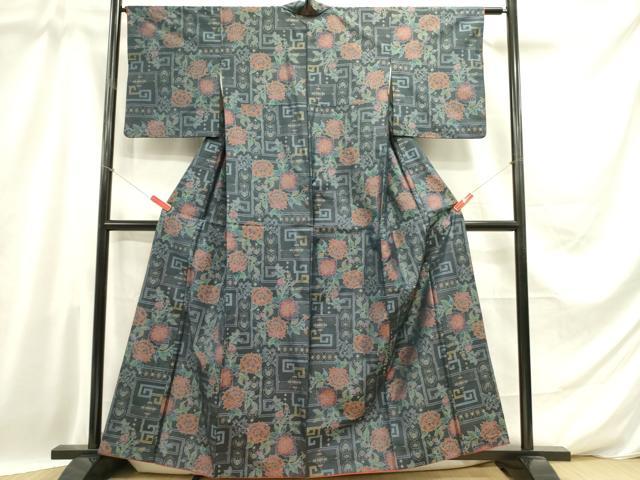 平和屋着物■本場大島紬　草花　正絹　逸品　DABD0736op