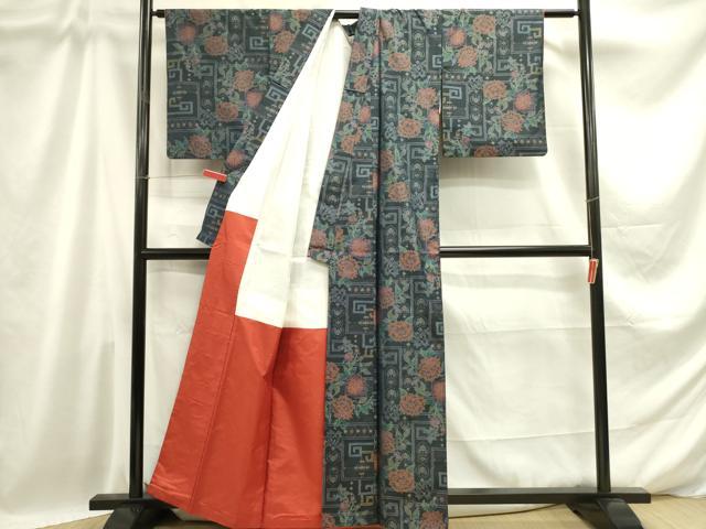 平和屋着物■本場大島紬　草花　正絹　逸品　DABD0736op