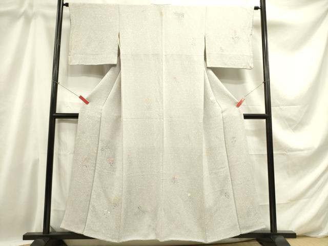 平和屋着物■訪問着 草花 たたき染め 鬼しぼ縮緬 正絹 逸品 DABD0742op