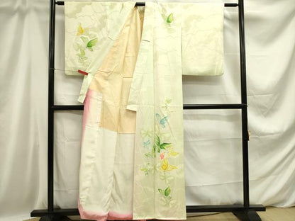 平和屋着物■訪問着 地紋起こし 舞蝶文 正絹 逸品 DABD0762op