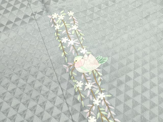 平和屋着物■訪問着 刺繍 鴛鴦花文 金彩 正絹 逸品 DABD0767op