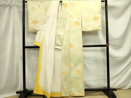 平和屋着物■上質な小紋 牡丹 暈し染め 金糸 正絹 逸品 DABD0800op