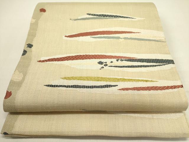 平和屋着物▽六通柄袋帯 スリーシーズン 春夏秋 抽象文様 正絹 逸品 DABD0805op