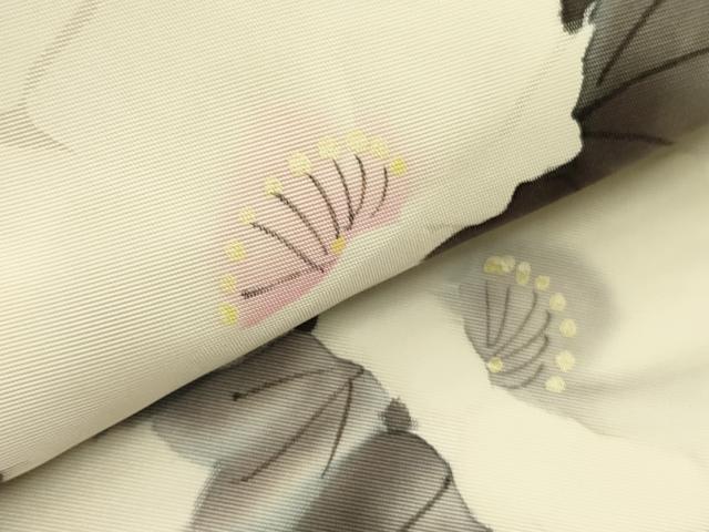 平和屋着物●塩瀬　九寸名古屋帯　作家物　手描き　草花　金彩　正絹　逸品　DABD0816op