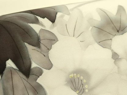平和屋着物●塩瀬　九寸名古屋帯　作家物　手描き　草花　金彩　正絹　逸品　DABD0816op