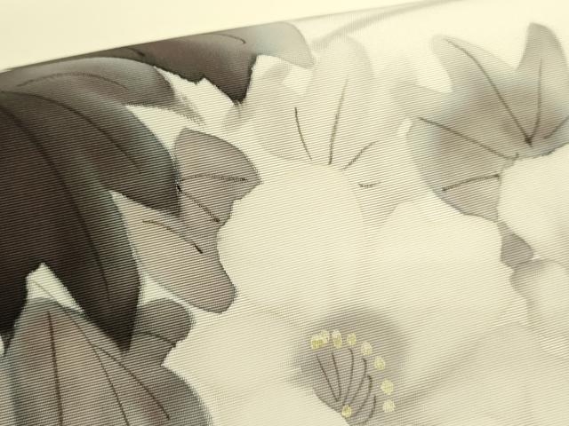平和屋着物●塩瀬　九寸名古屋帯　作家物　手描き　草花　金彩　正絹　逸品　DABD0816op