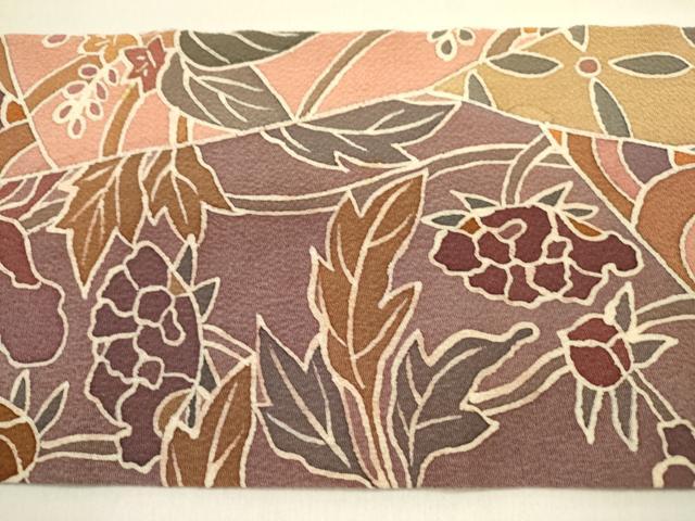 平和屋着物●全通柄九寸名古屋帯　型染　花松文　鬼しぼ縮緬　正絹　逸品　DABD0818op