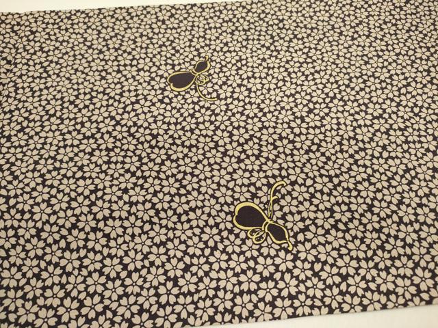 平和屋着物●九寸開き名古屋帯　駒刺繍　瓢箪花文　ひょうたん　金彩　正絹　逸品　DABD0822op