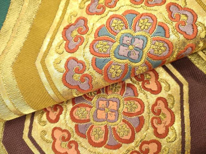 平和屋着物●六通柄袋帯　唐織　蜀江花文　金糸　鈴乃屋扱い　正絹　逸品　DABD0823op