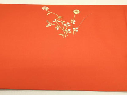 平和屋着物●中国三大刺繍　相良刺繍　総刺繍　塩瀬　九寸開き名古屋帯　草花　金糸　正絹　逸品　DABD0833op