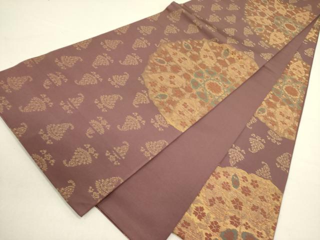 平和屋着物●三風魯・堀江三郎　全通柄　本袋帯　宝相華　金糸　正絹　逸品　DABD0836op