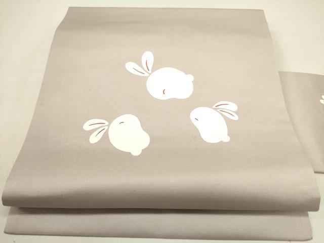 平和屋着物●九寸名古屋帯　兎　ウサギ　正絹　逸品　DABD0837op