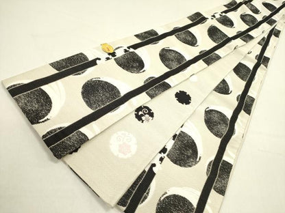 平和屋着物●西陣　佐々木染織謹製　両面　半幅帯　兎　ウサギ　証紙付き　正絹　逸品　DABD0843op
