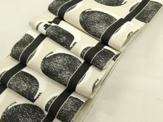 平和屋着物●西陣　佐々木染織謹製　両面　半幅帯　兎　ウサギ　証紙付き　正絹　逸品　DABD0843op