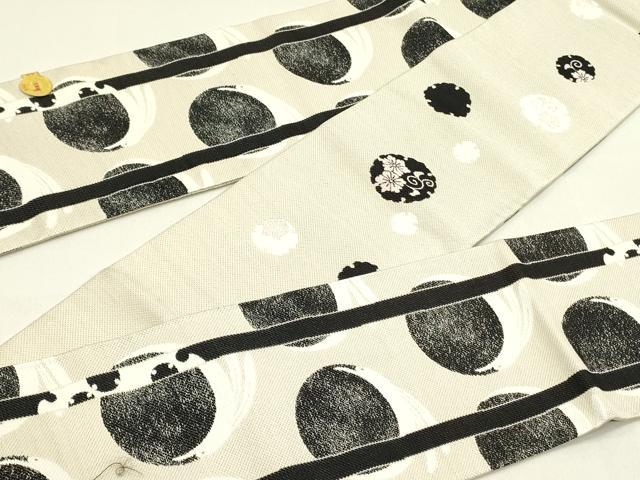 平和屋着物●西陣　佐々木染織謹製　両面　半幅帯　兎　ウサギ　証紙付き　正絹　逸品　DABD0843op