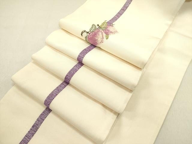 平和屋着物●撫松庵　半幅帯　間道　正絹　逸品　DABD0844op