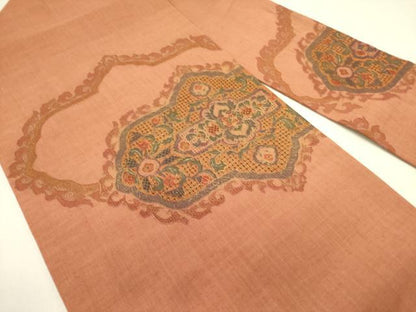 平和屋着物●中国三大刺繍　スワトウ刺繍　汕頭刺繍　総刺繍　九寸名古屋帯　紬地　洋花文　正絹　逸品　DABD0852op