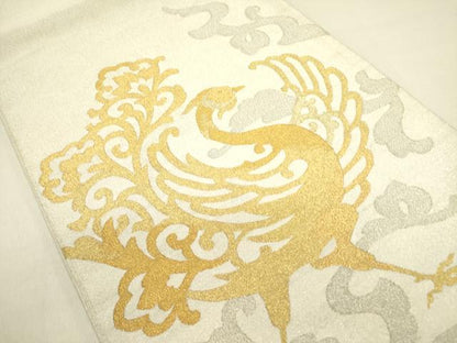 平和屋着物●太鼓柄袋帯　綴れ　鳳凰　金銀糸　正絹　逸品　DABD0854op