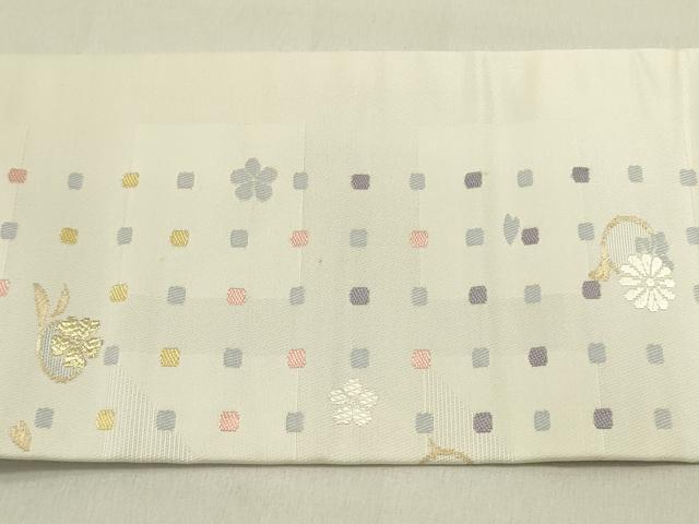 平和屋着物●九寸名古屋帯　唐織　舞花　金糸　正絹　逸品　DABD0864op