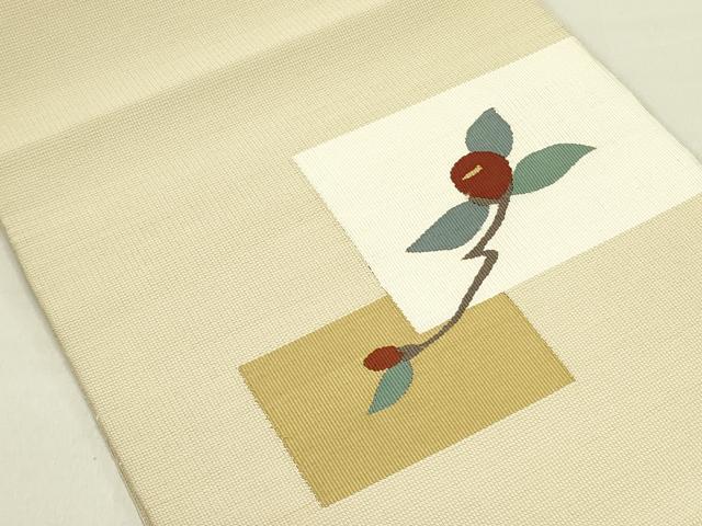 平和屋着物●八寸名古屋帯　すくい織　草花　正絹　逸品　DABD0870op