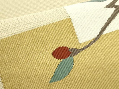 平和屋着物●八寸名古屋帯　すくい織　草花　正絹　逸品　DABD0870op