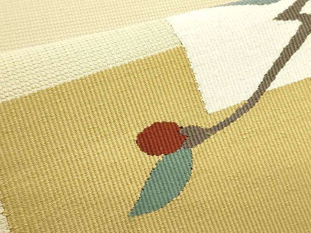 平和屋着物●八寸名古屋帯　すくい織　草花　正絹　逸品　DABD0870op