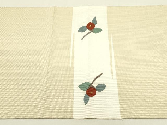 平和屋着物●八寸名古屋帯　すくい織　草花　正絹　逸品　DABD0870op