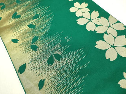平和屋着物●ファッションデザイナー　コシノジュンコ　六通柄　本袋帯　かすみ桜　金糸　正絹　逸品　DABD0878op