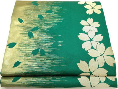 平和屋着物●ファッションデザイナー　コシノジュンコ　六通柄　本袋帯　かすみ桜　金糸　正絹　逸品　DABD0878op